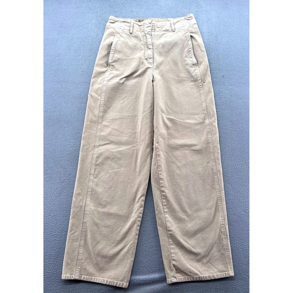 Wilfred Free Pants Womens 6 Aritzia Wide Leg Chino Tan Khaki High Waisted
